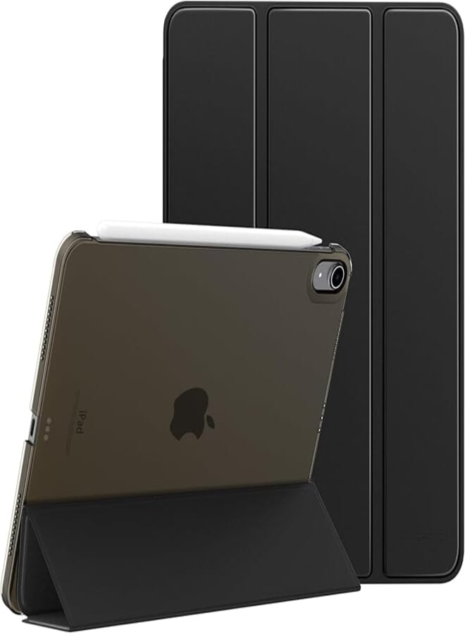MoKo for iPad Air 5th Generation Case 2022/ iPad Air 4th Generation Case 2020 10.9 Inch with Auto Wake/Sleep,Translucent Hard Back for iPad Air 5/4 Case,Support Touch ID, Black